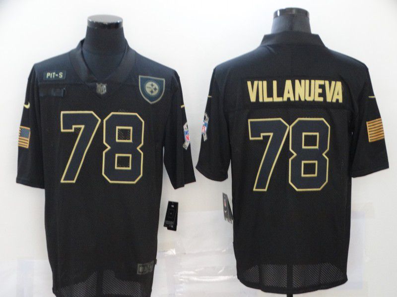 Men Pittsburgh Steelers #78 Villanueva Black gold lettering 2020 Nike NFL Jersey->arizona cardinals->NFL Jersey